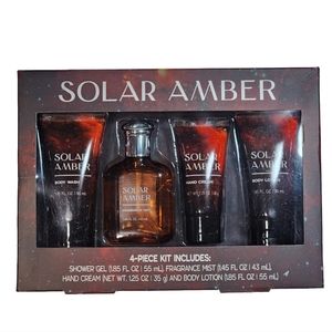 Solar Amber 4 Piece Men’s Gift Set Shower Gel, Fragrance, Lotion, Hand Cream